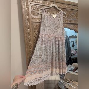Maeve Floral Sleeveless Dress with Lace Hem Size M- Anthropologie